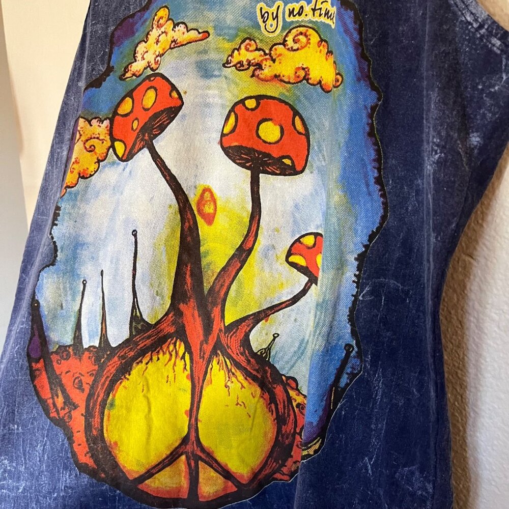 Kathmandu Imports No Time Tank Top Psychedelic Mushroom Art Women's L Cotton - Picture 3 of 9